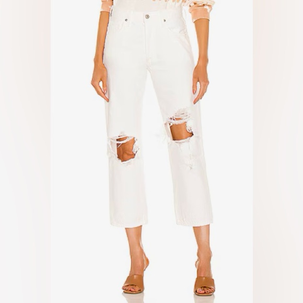 NWT Citizens of Humanity White Emery Crop High Rise Relaxed Straight Jeans